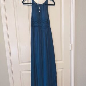 MM Couture by Miss Me Maxi Boho Halter Dress Size Small Blue